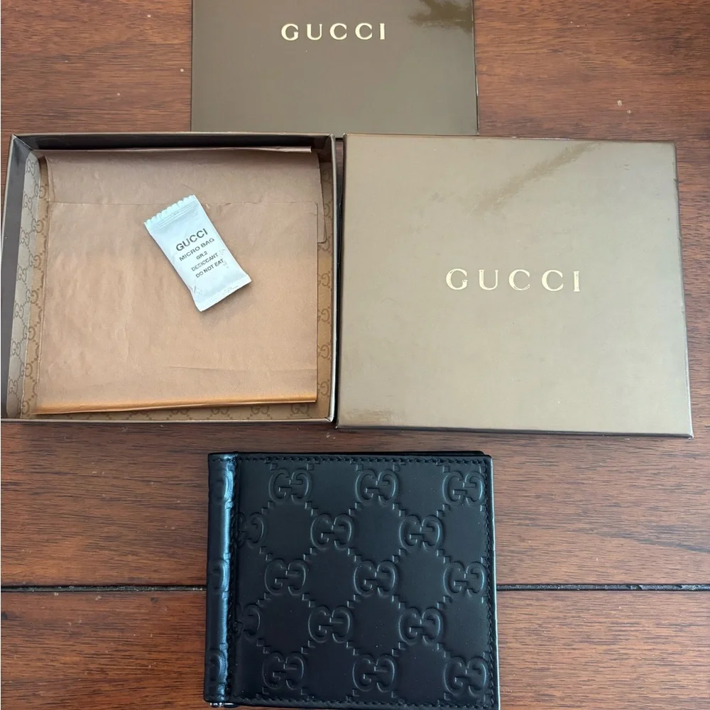 Gucci wallet money clip black leather